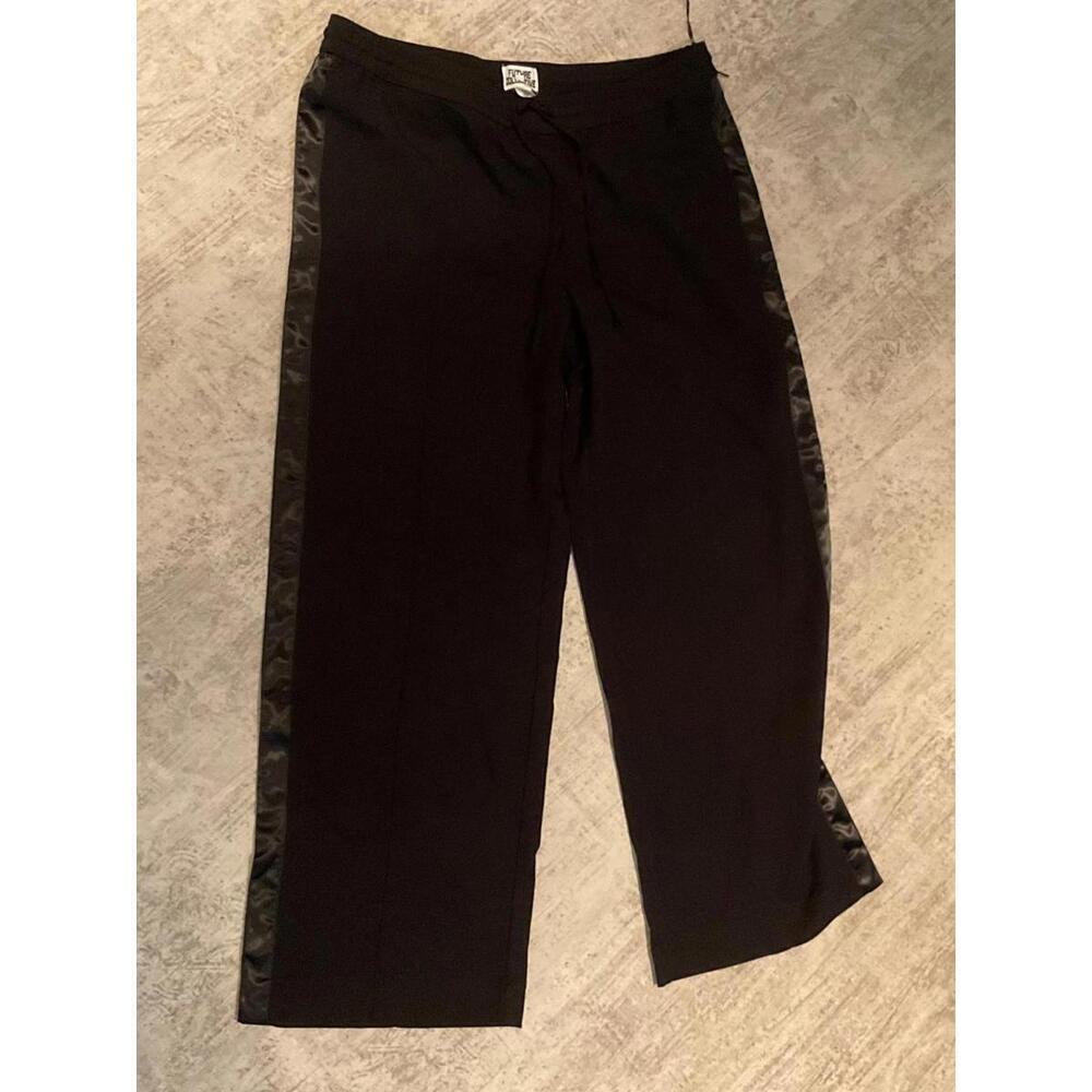 NWT FUTURE COLLECTIVE black drawstring w satin stripe trouser pants sz L